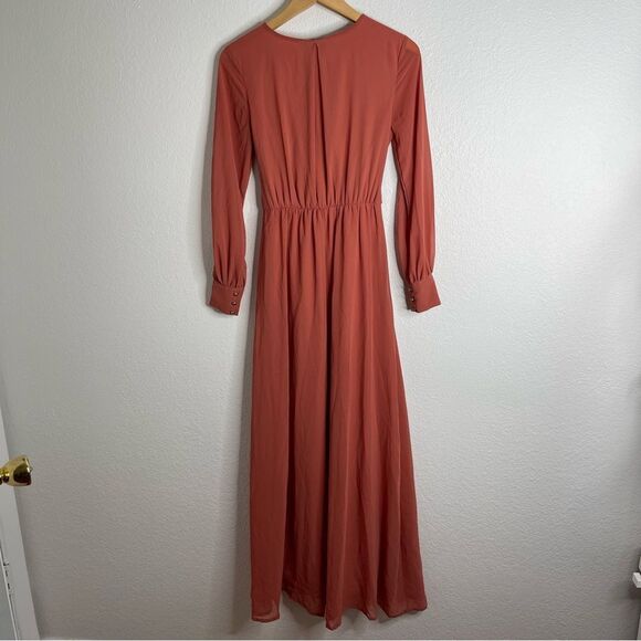 Baltic Born Maxi Dress Rust Tie Waist Long Sleeve Extra Small - Picture 5 of 5